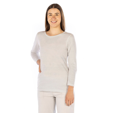 Tee-shirt anti-ondes Wavesafe pour femme encolure ronde manches longues | Blanc